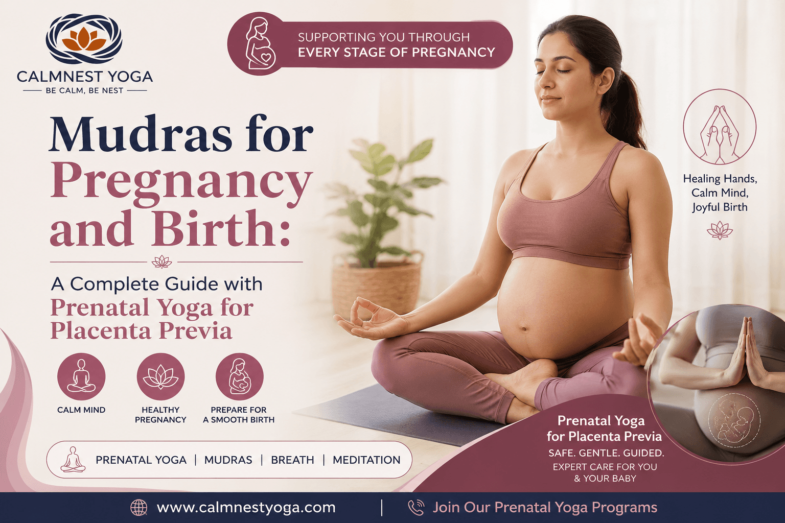 Mudras for Pregnancy and Birth: A Complete Guide with Prenatal Yoga for Placenta Previa | Calmnest Yoga - mudras for pregnancy and birth, prenatal yoga